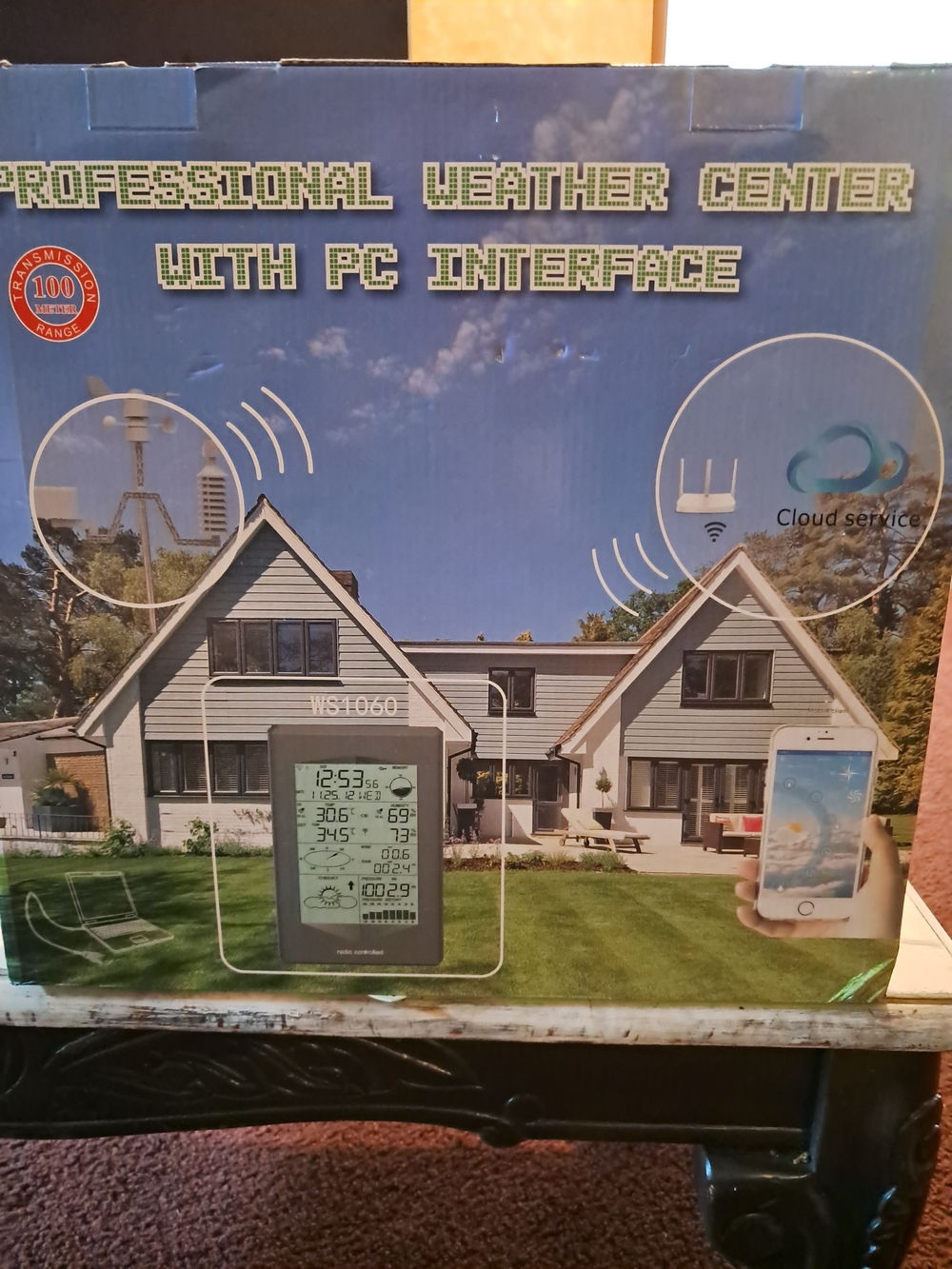 Digital Professional Weather Center with PC Interface - Black